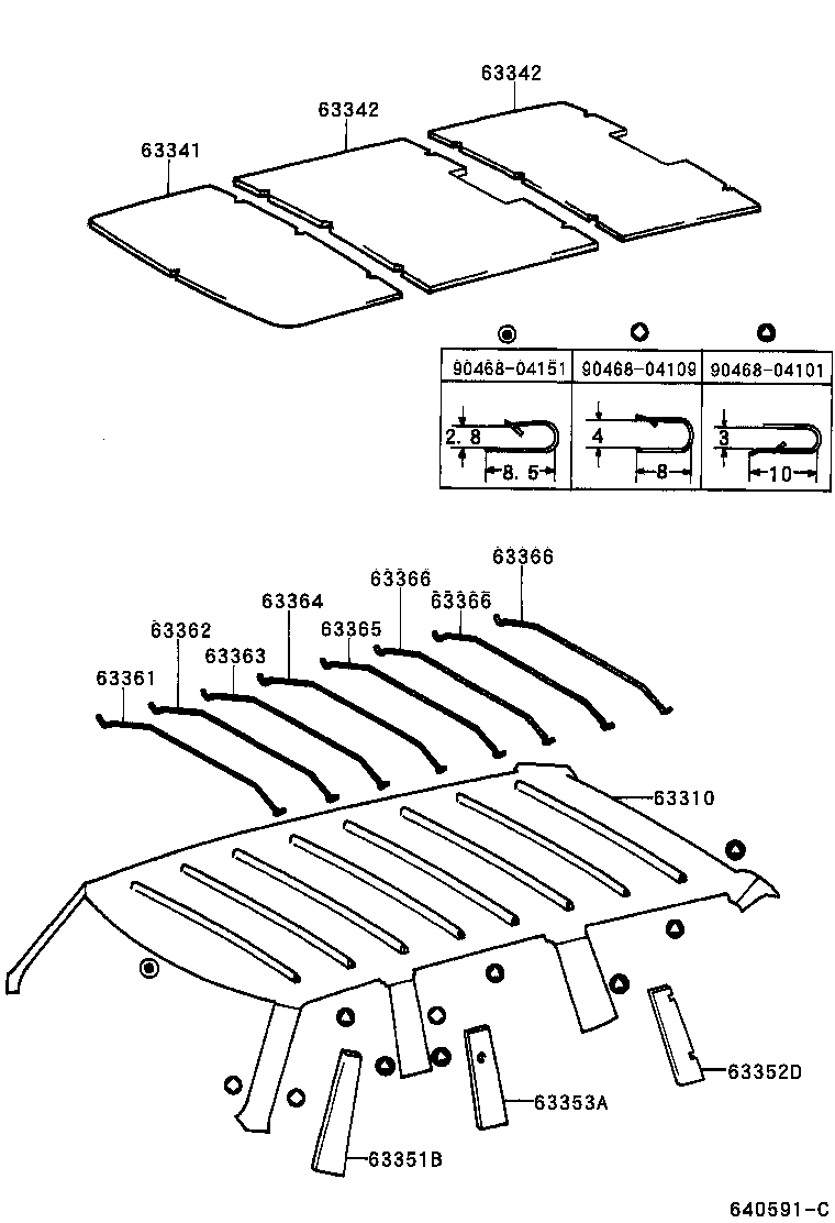  T U V |  ROOF HEADLINING SILENCER PAD