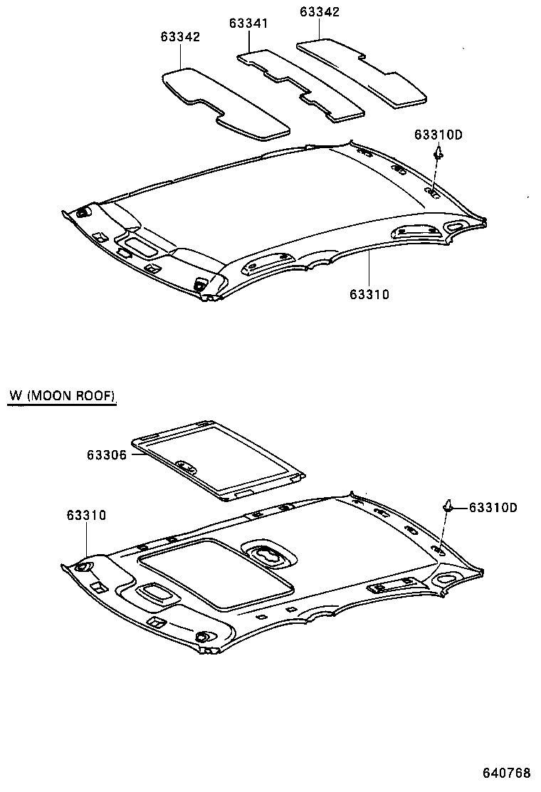  AVALON |  ROOF HEADLINING SILENCER PAD