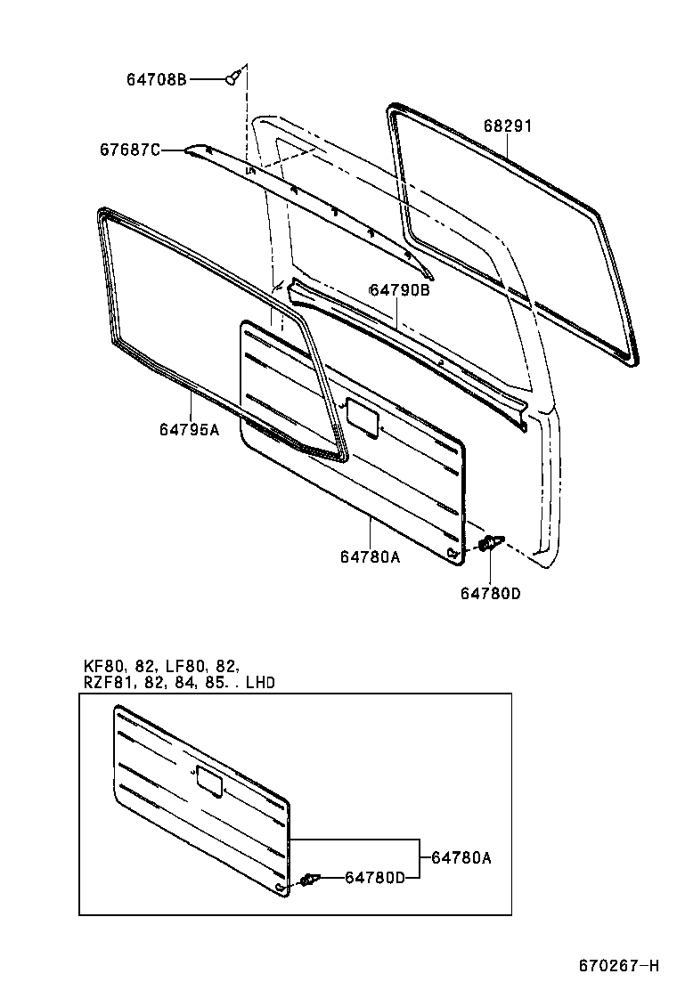  T U V |  BACK DOOR PANEL GLASS