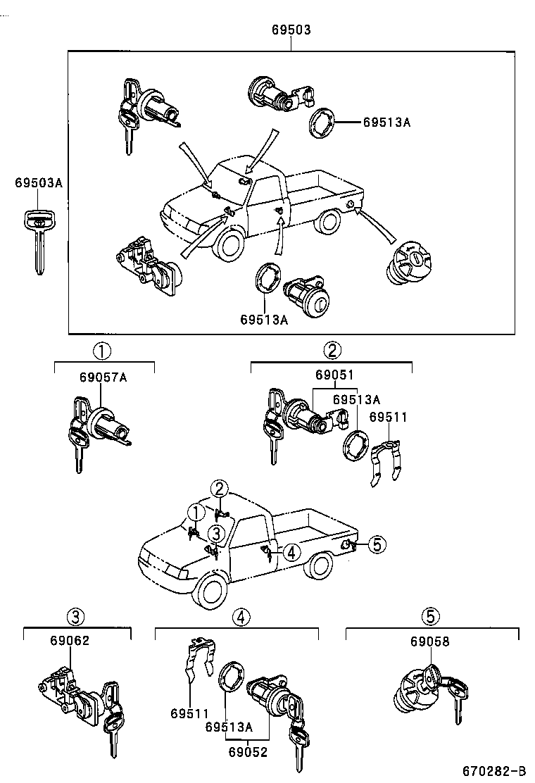  T U V |  LOCK CYLINDER SET