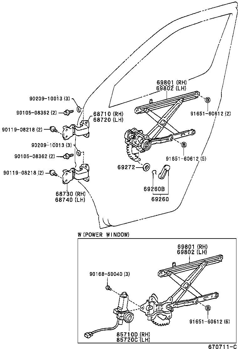  HIACE HIACE S B V |  FRONT DOOR WINDOW REGULATOR HINGE