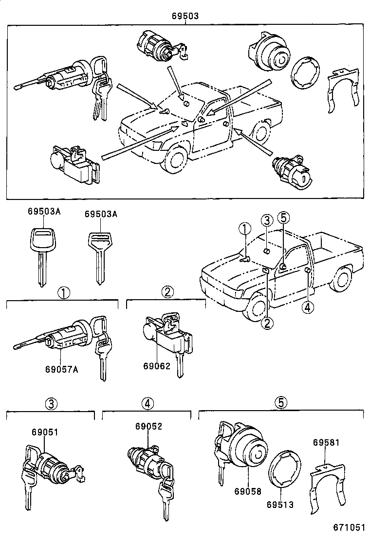  HILUX |  LOCK CYLINDER SET