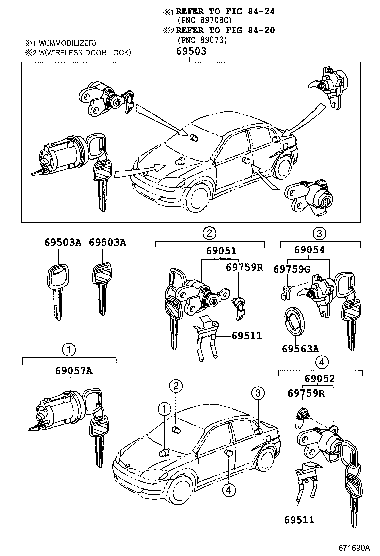  YARIS ECHO 4D |  LOCK CYLINDER SET