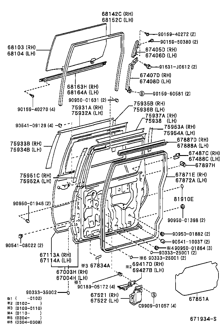  PREVIA TARAGO |  REAR DOOR PANEL GLASS