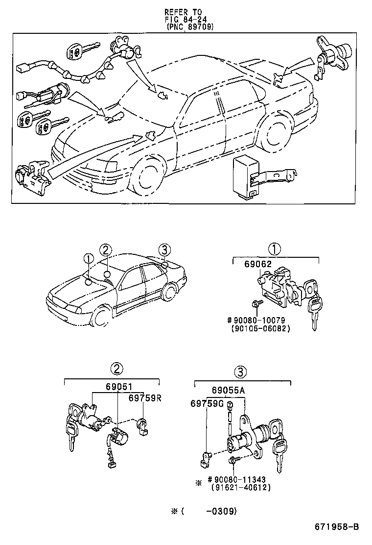  AVALON |  LOCK CYLINDER SET