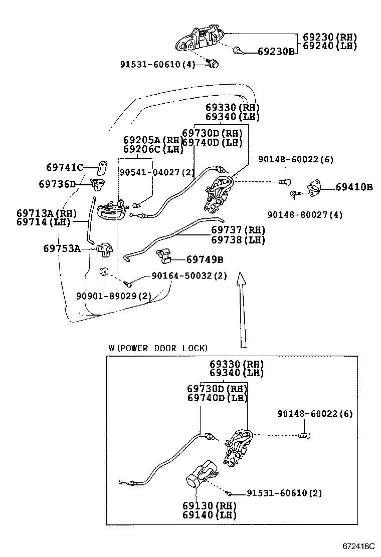  YARIS ECHO 4D |  REAR DOOR LOCK HANDLE
