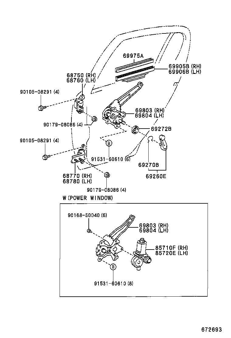  YARIS ECHO 3D 5D |  REAR DOOR WINDOW REGULATOR HINGE