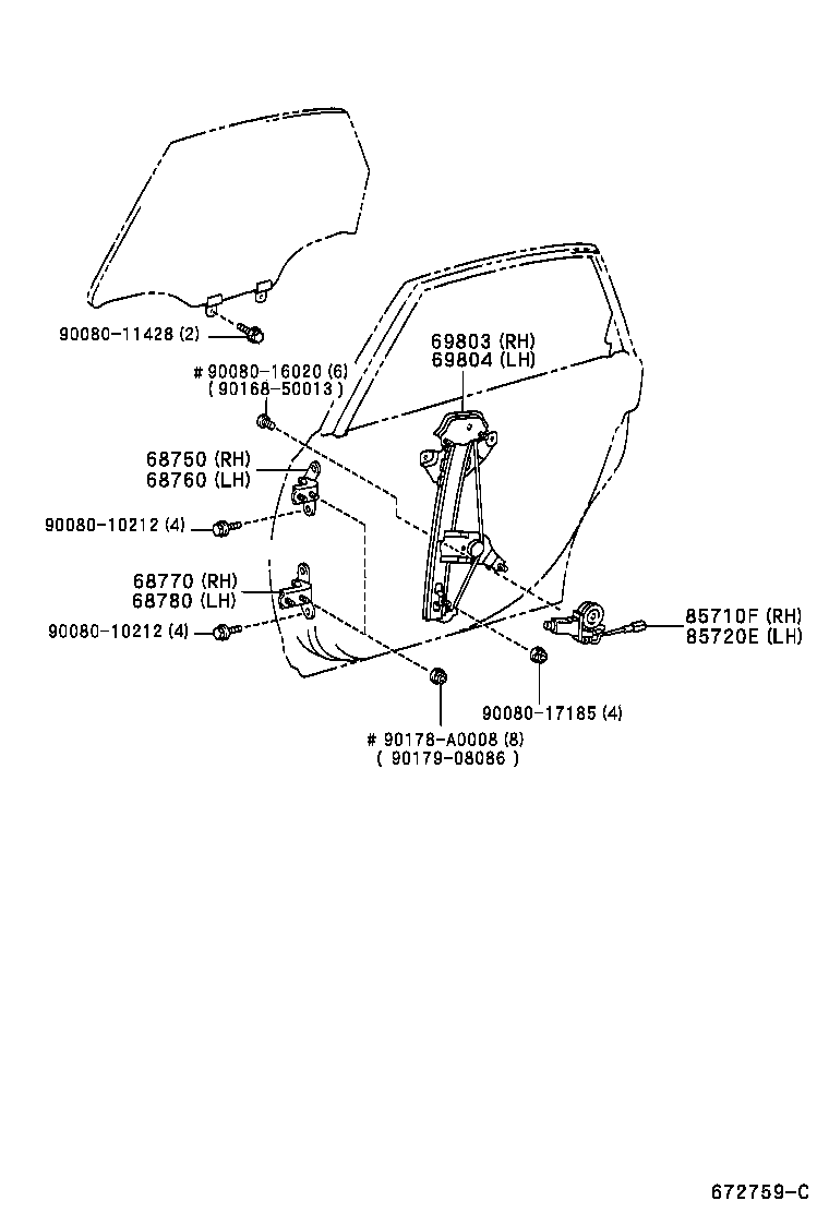  AVALON |  REAR DOOR WINDOW REGULATOR HINGE