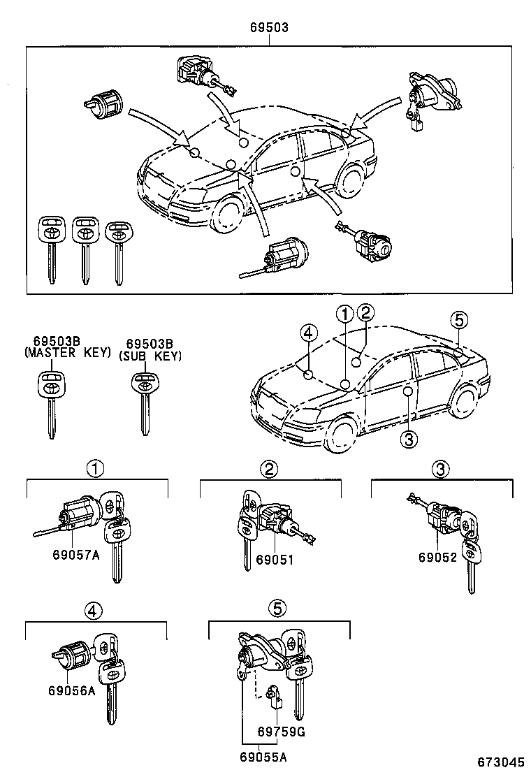  AVENSIS |  LOCK CYLINDER SET