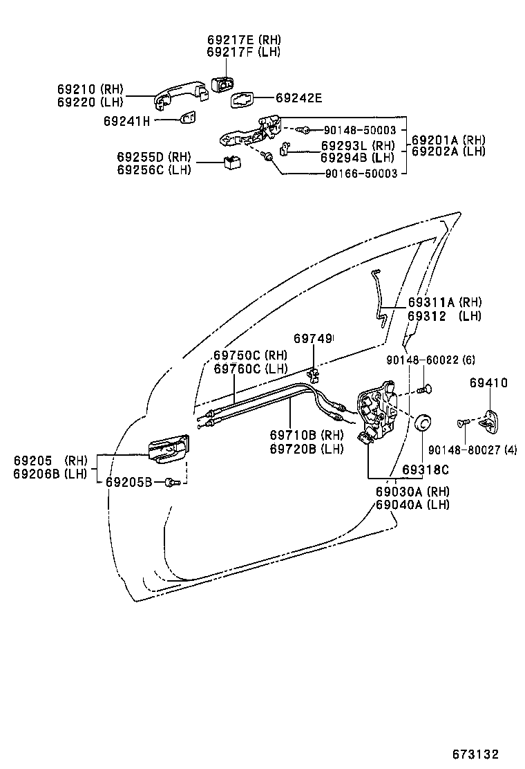  TOYOTA XA |  FRONT DOOR LOCK HANDLE