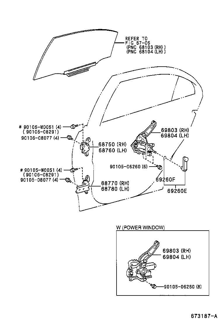  AVENSIS |  REAR DOOR WINDOW REGULATOR HINGE