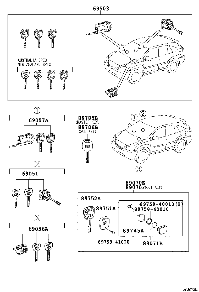  RX400H |  LOCK CYLINDER SET