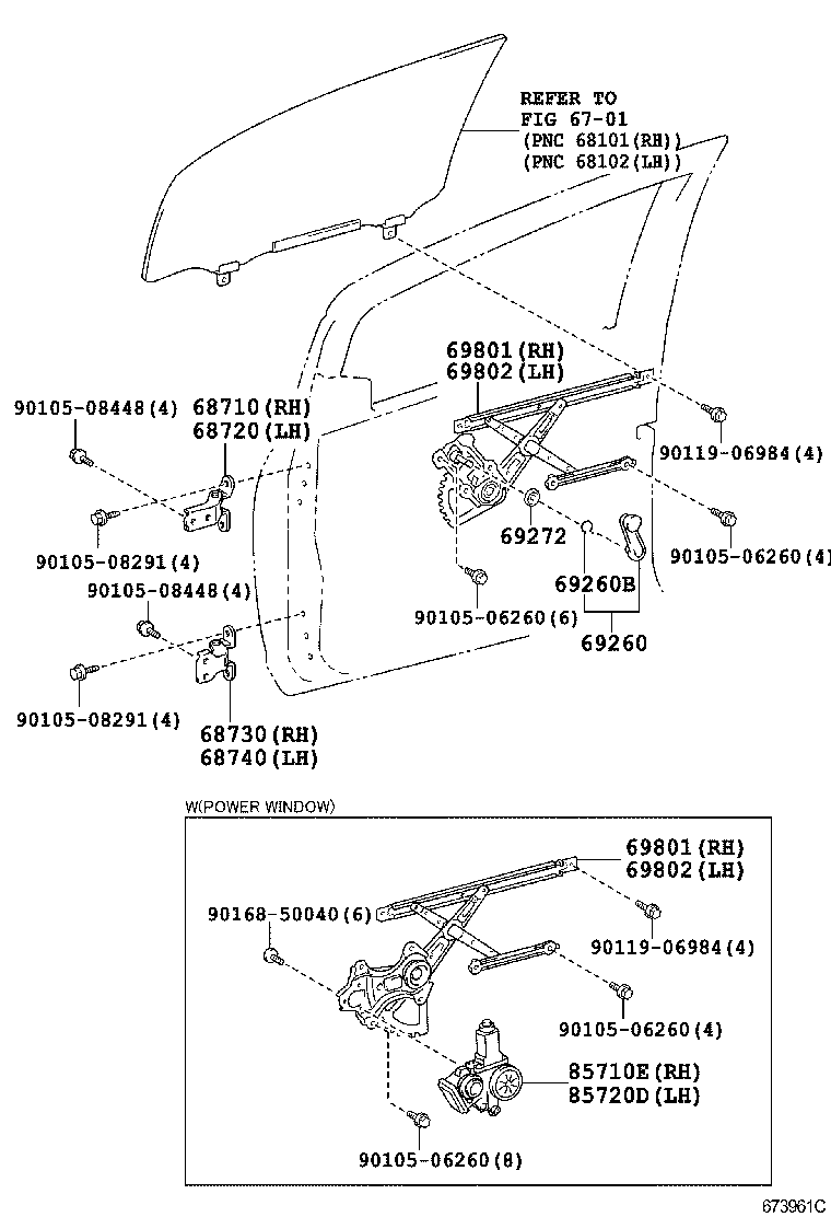  YARIS |  FRONT DOOR WINDOW REGULATOR HINGE