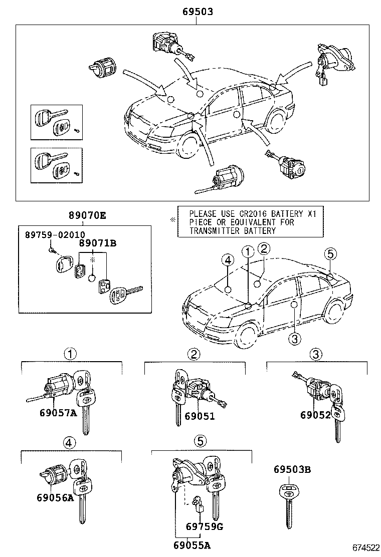  AVENSIS |  LOCK CYLINDER SET