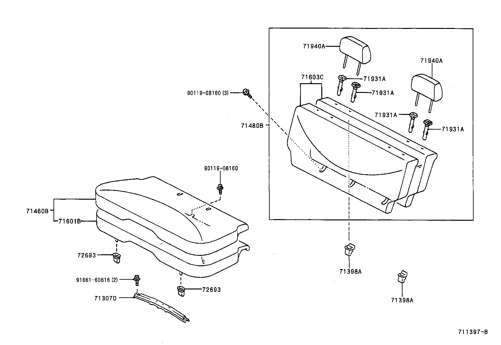  YARIS ECHO 4D |  REAR SEAT SEAT TRACK