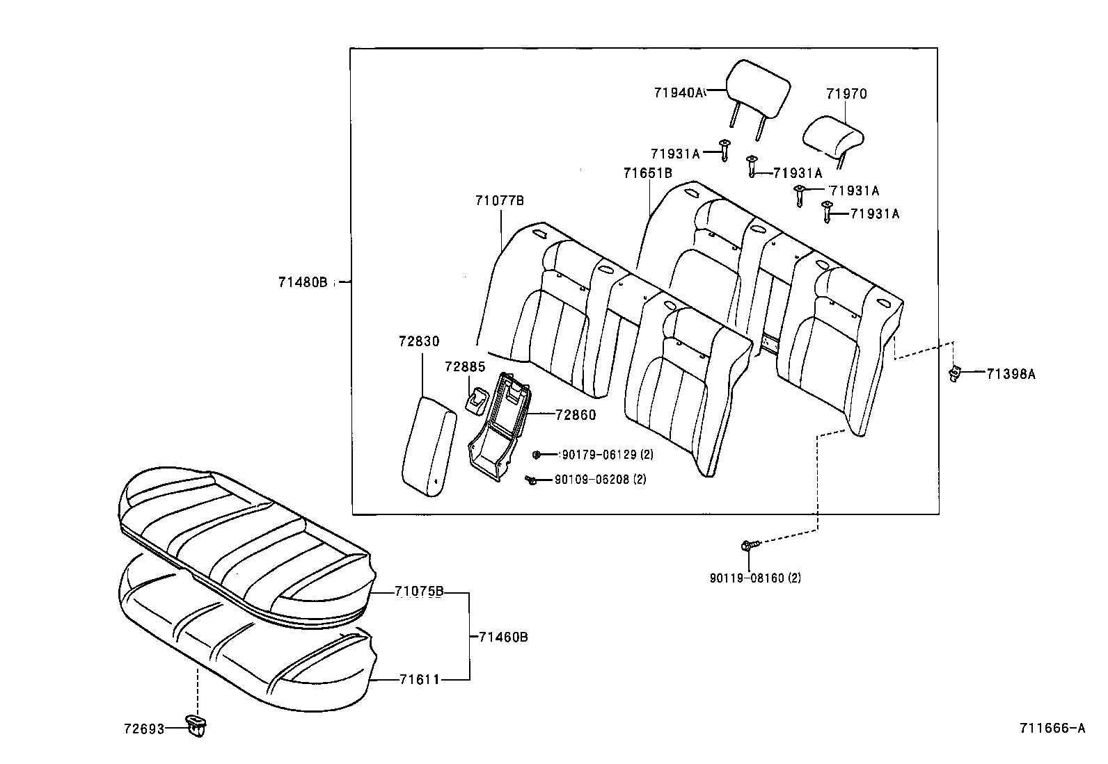  AVALON |  REAR SEAT SEAT TRACK