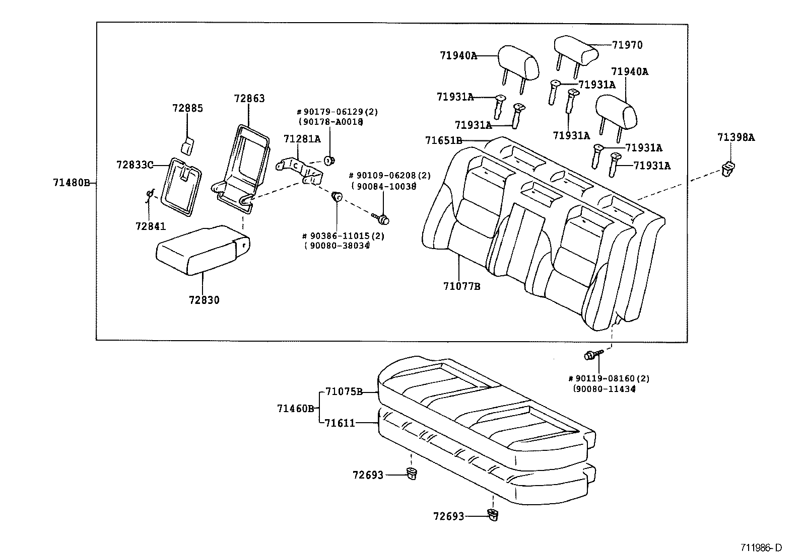  AVALON |  REAR SEAT SEAT TRACK