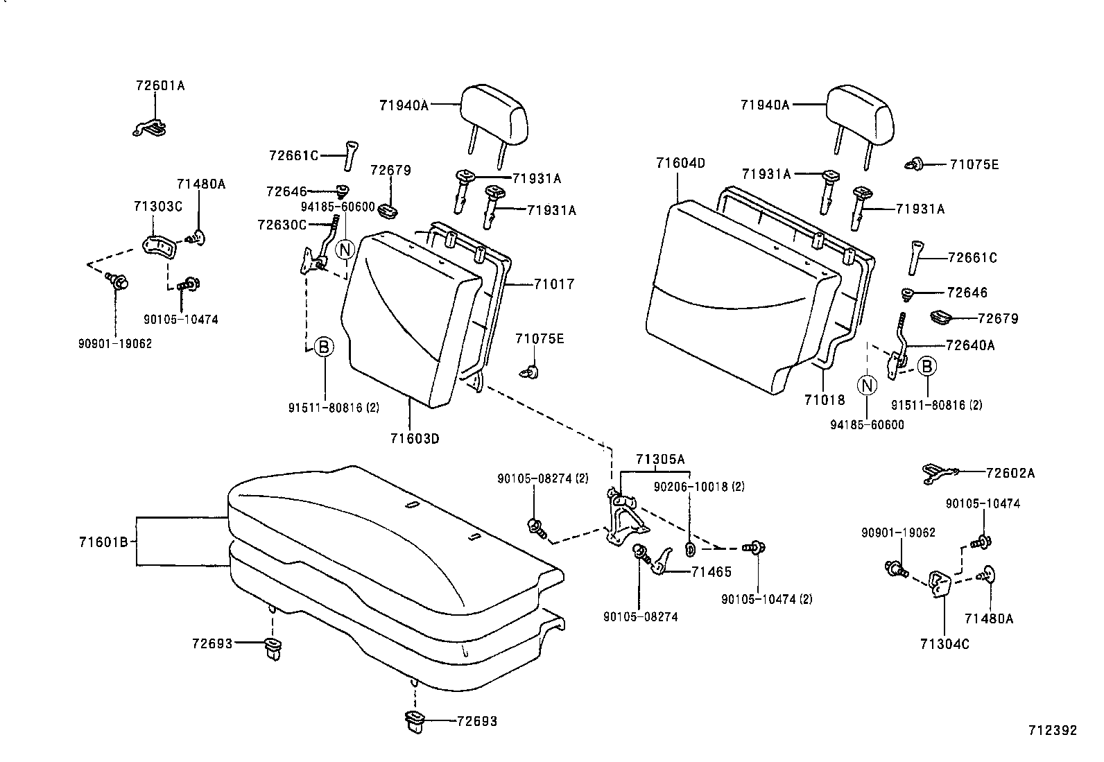  YARIS ECHO 4D |  REAR SEAT SEAT TRACK