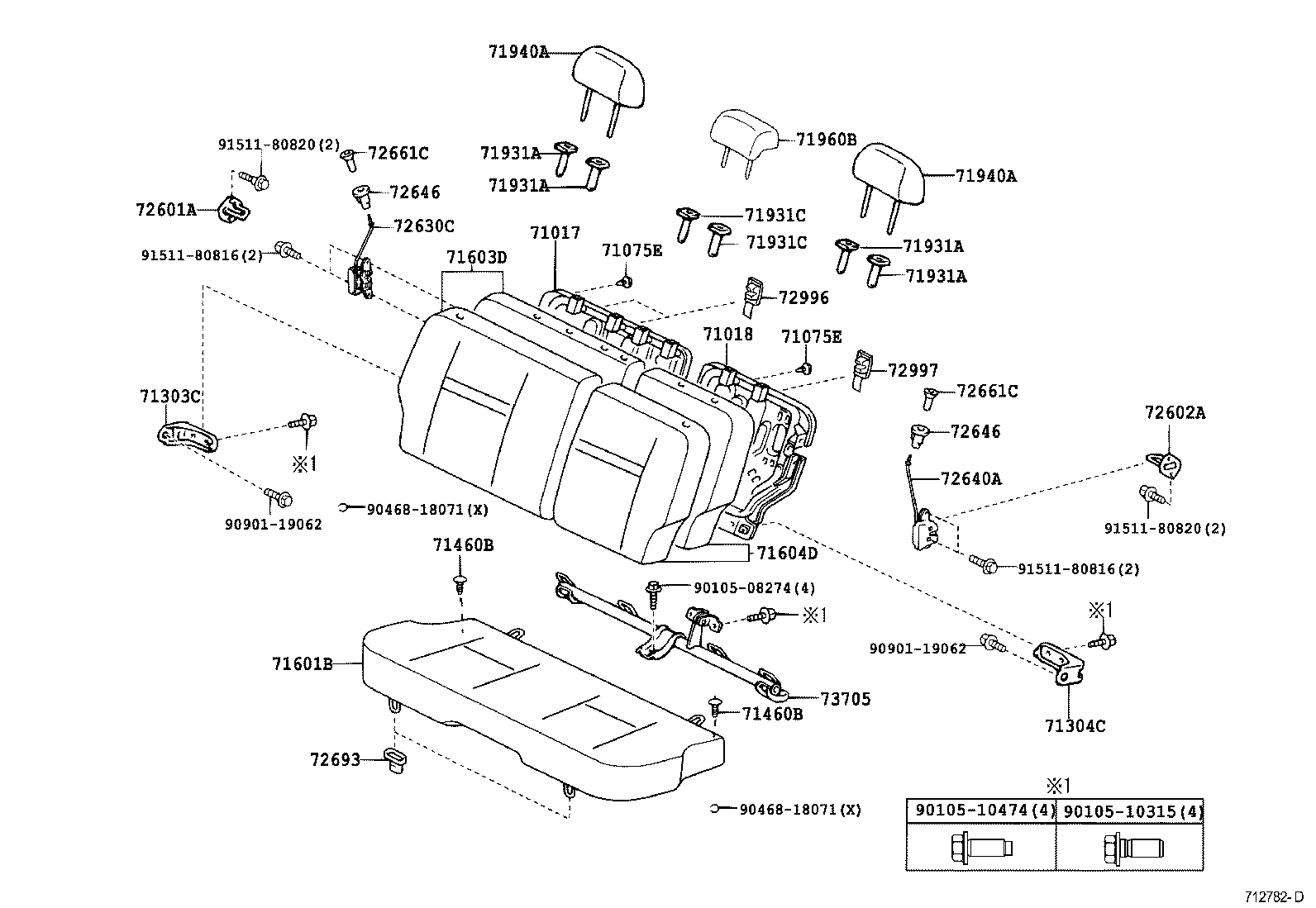  TOYOTA XA |  REAR SEAT SEAT TRACK