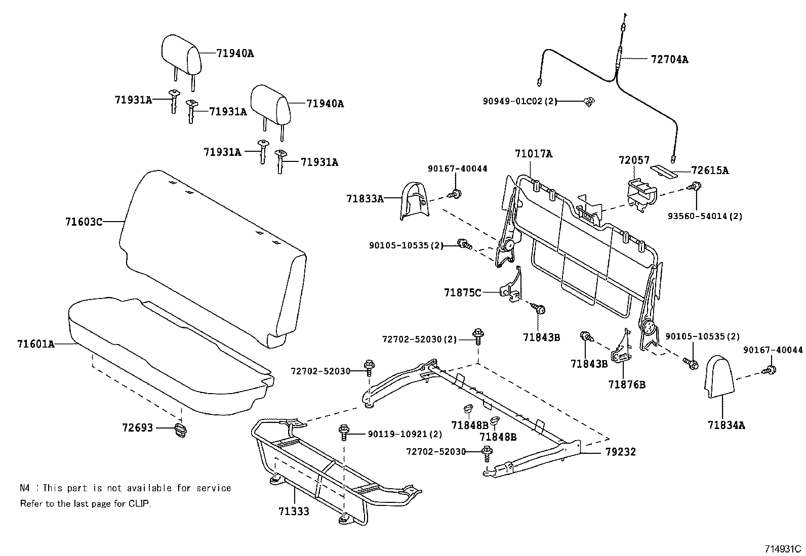  YARIS |  REAR SEAT SEAT TRACK