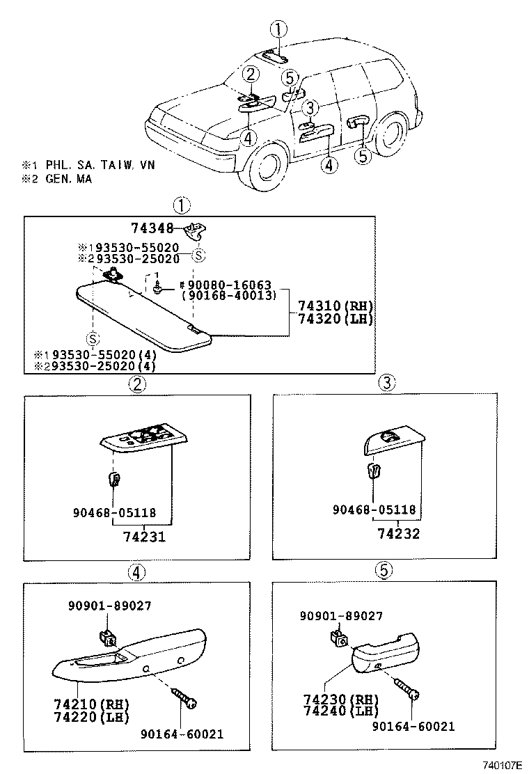  T U V |  ARMREST VISOR