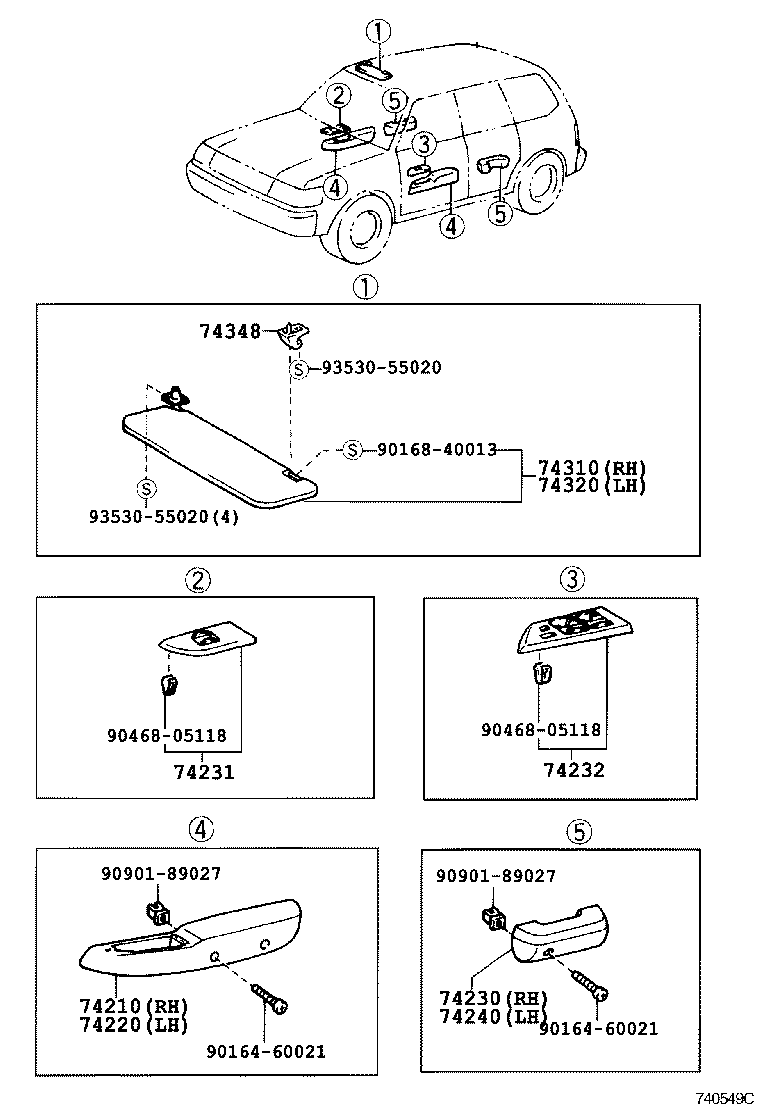  T U V |  ARMREST VISOR