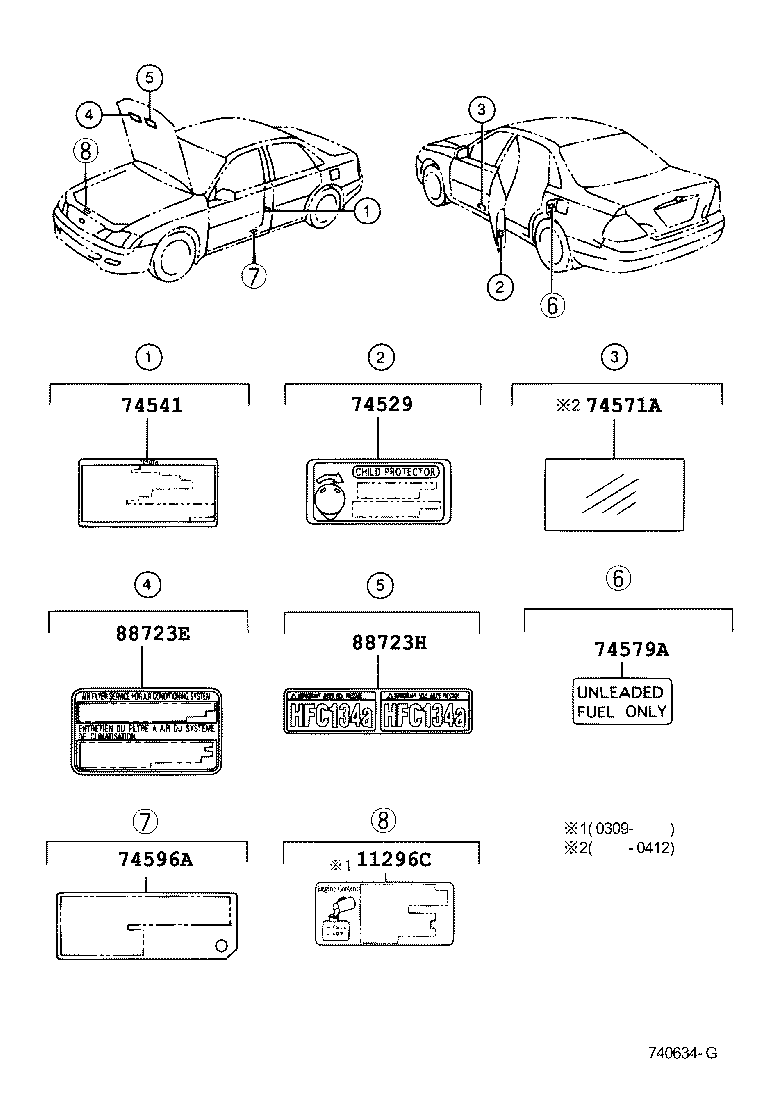  AVALON |  CAUTION PLATE EXTERIOR INTERIOR