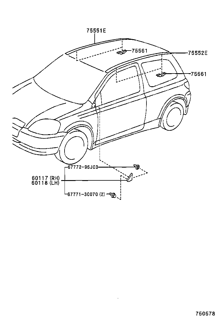  YARIS ECHO 3D 5D |  SIDE MOULDING