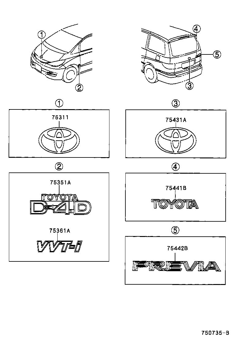  PREVIA TARAGO |  EMBLEM NAME PLATE