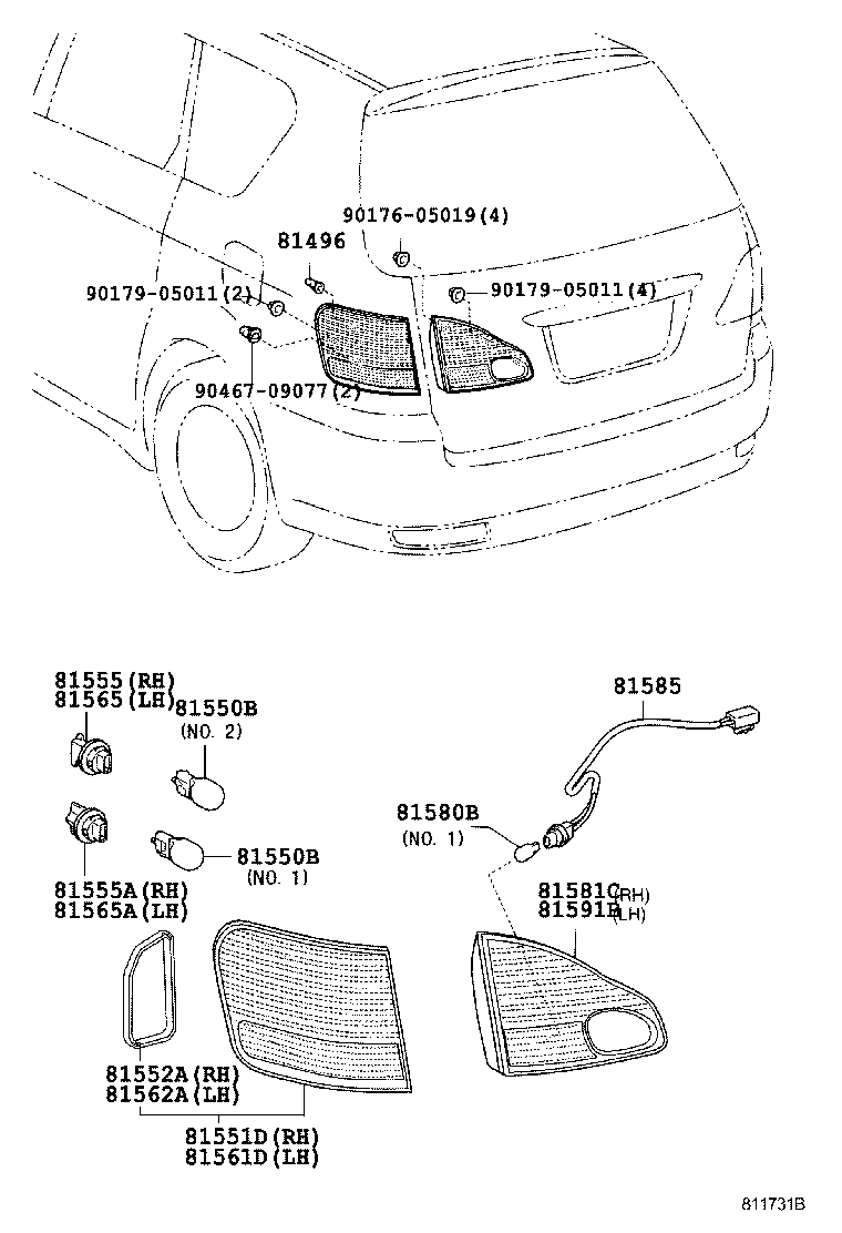  PICNIC AVENSIS VERSO |  REAR COMBINATION LAMP