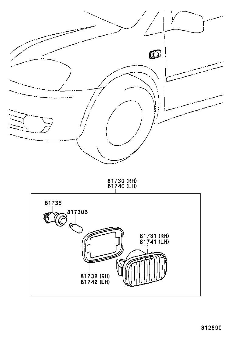  PICNIC AVENSIS VERSO |  SIDE TURN SIGNAL LAMP OUTER MIRROR LAMP