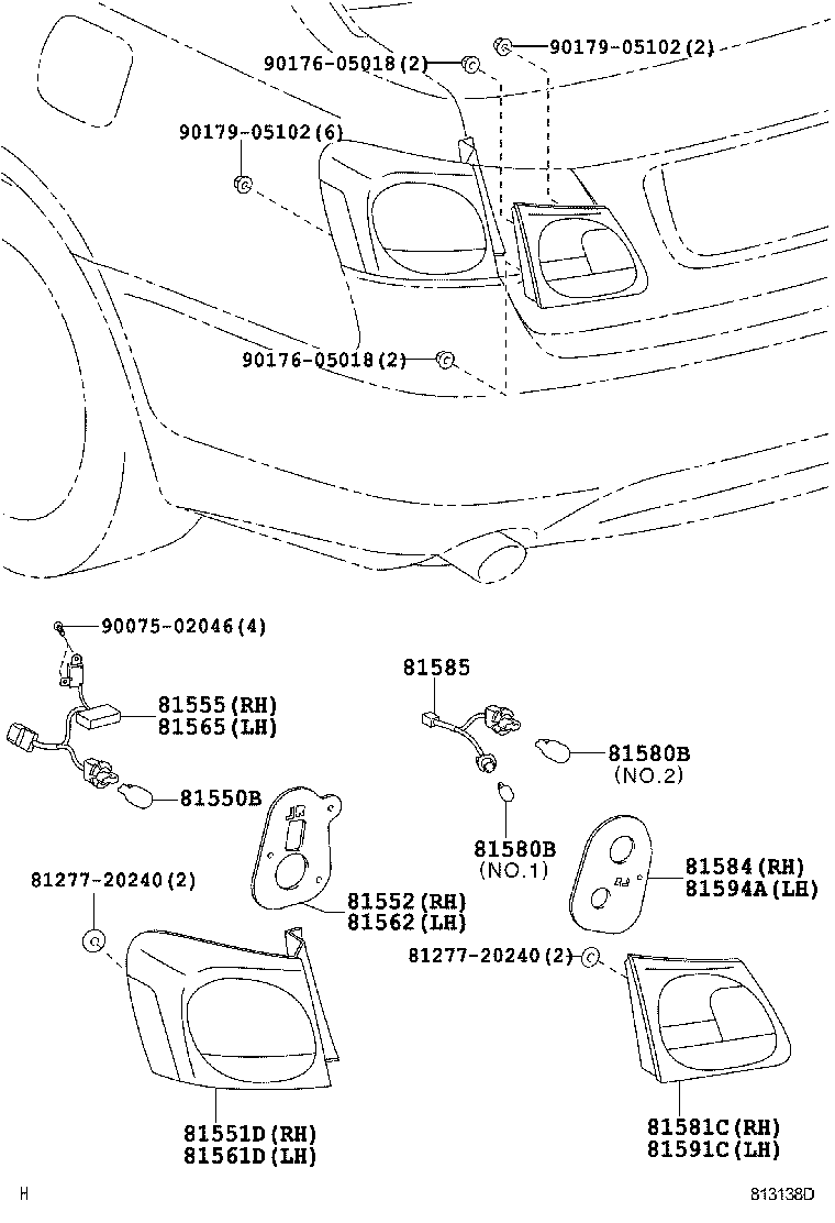  GS30 35 43 460 |  REAR COMBINATION LAMP