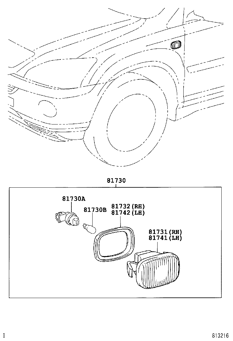  RX400H |  SIDE TURN SIGNAL LAMP OUTER MIRROR LAMP