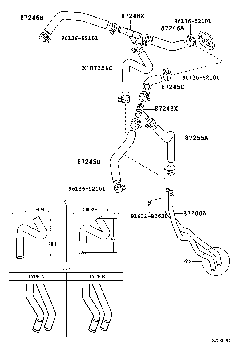  LAND CRUISER 100 105 |  HEATING AIR CONDITIONING WATER PIPING