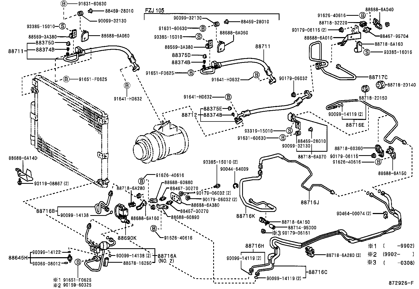 LAND CRUISER 100 105 |  HEATING AIR CONDITIONING COOLER PIPING