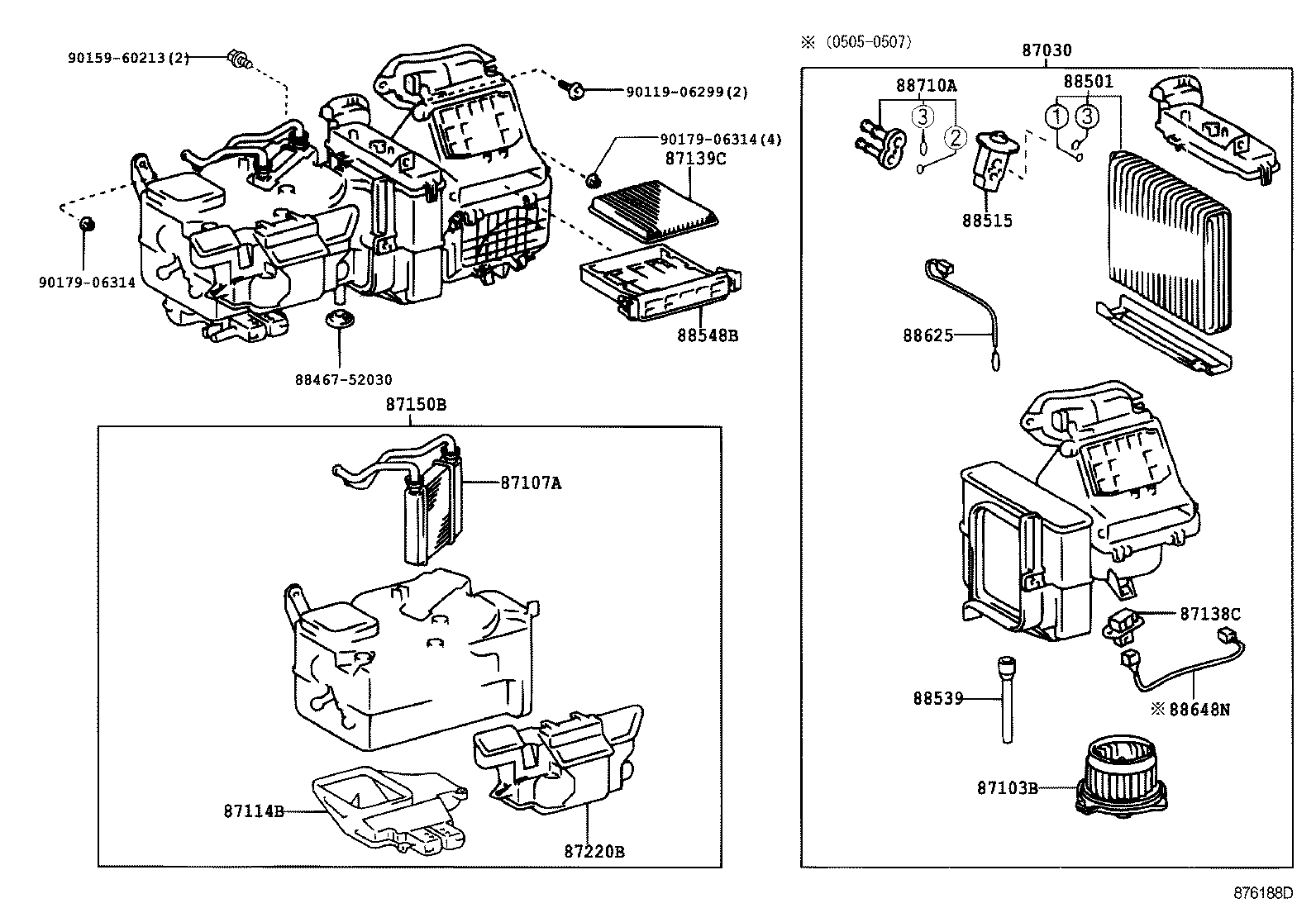  TOYOTA XA |  HEATING AIR CONDITIONING COOLER UNIT