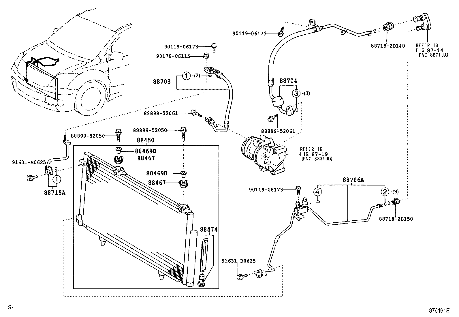  TOYOTA XA |  HEATING AIR CONDITIONING COOLER PIPING