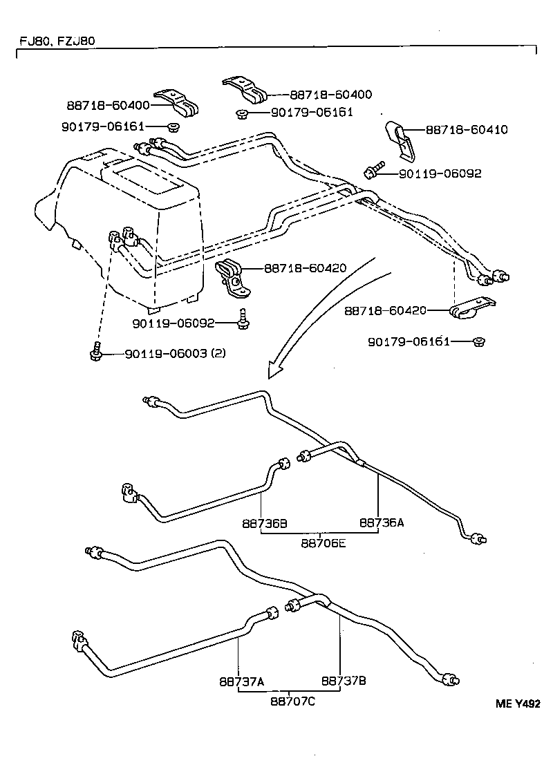  LAND CRUISER 80 |  HEATING AIR CONDITIONING COOLER PIPING