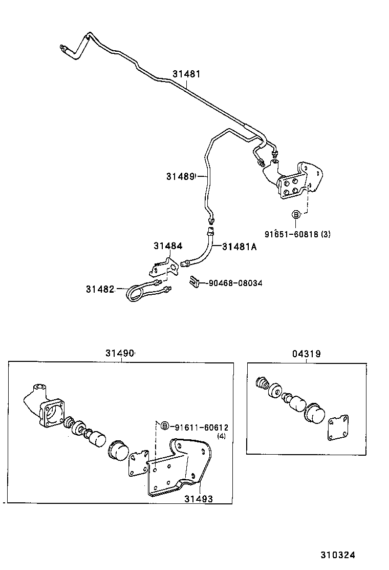  HILUX 4RUNNER 4WD |  CLUTCH PEDAL FLEXIBLE HOSE