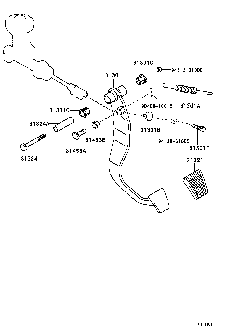  HILUX 4RUNNER 4WD |  CLUTCH PEDAL FLEXIBLE HOSE