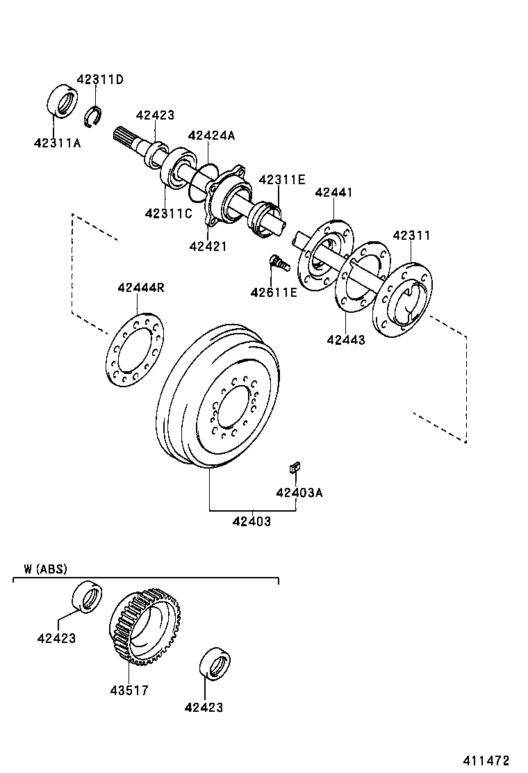  HILUX 4RUNNER 4WD |  REAR AXLE SHAFT HUB