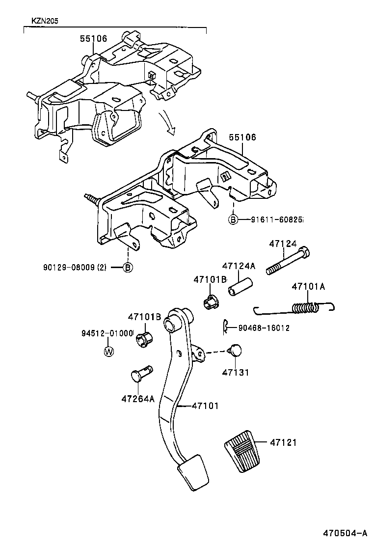  HILUX 4RUNNER 4WD |  BRAKE PEDAL BRACKET