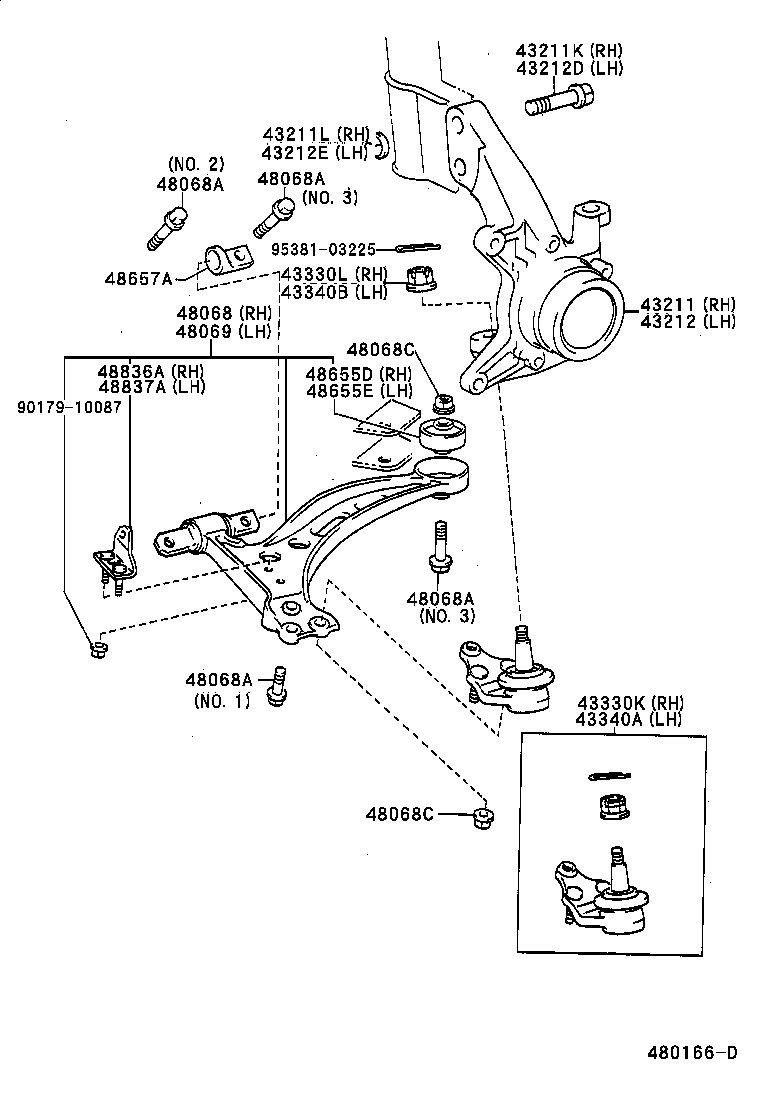  AVALON |  FRONT AXLE ARM STEERING KNUCKLE