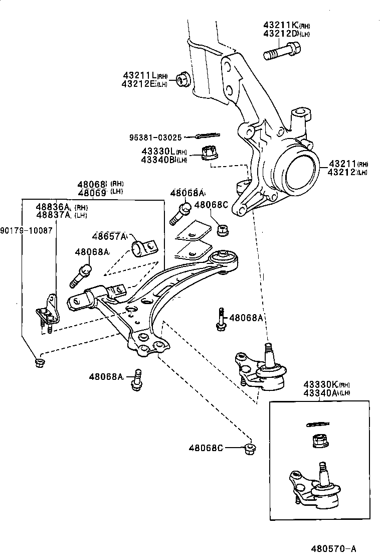  CAMRY NAP SED WG |  FRONT AXLE ARM STEERING KNUCKLE