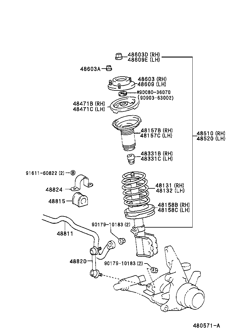  CAMRY NAP SED WG |  FRONT SPRING SHOCK ABSORBER