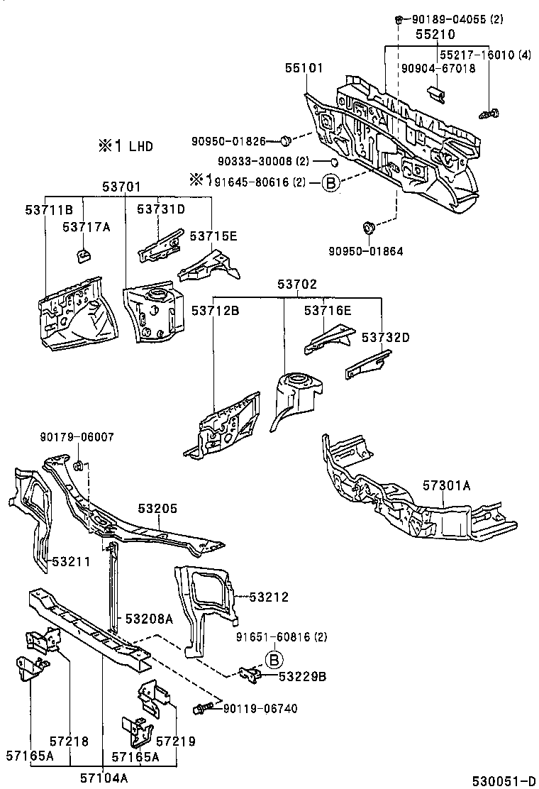  TERCEL |  FRONT FENDER APRON DASH PANEL