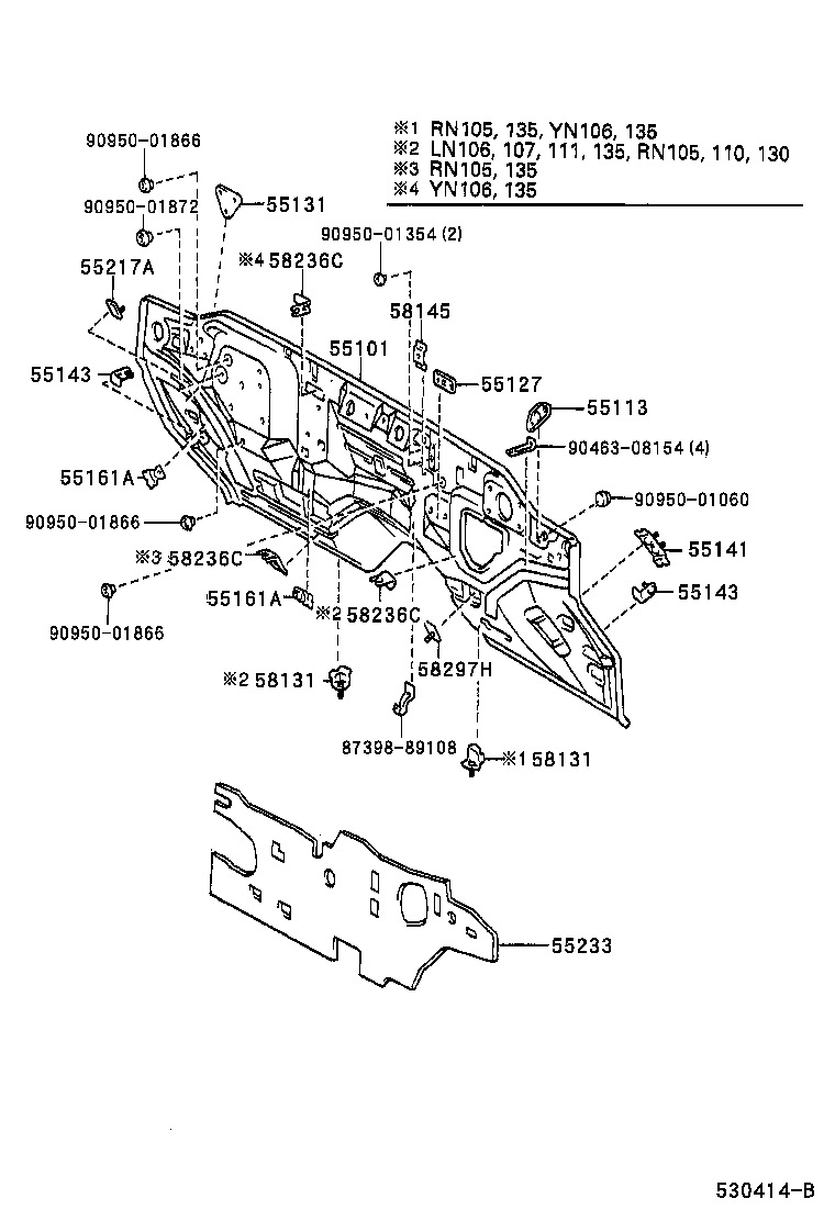  HILUX 4RUNNER 4WD |  FRONT FENDER APRON DASH PANEL