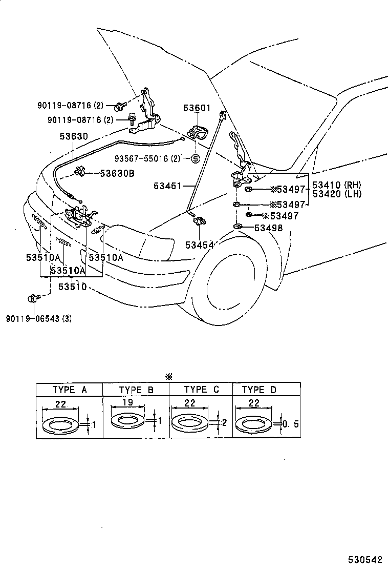  TERCEL |  HOOD LOCK HINGE