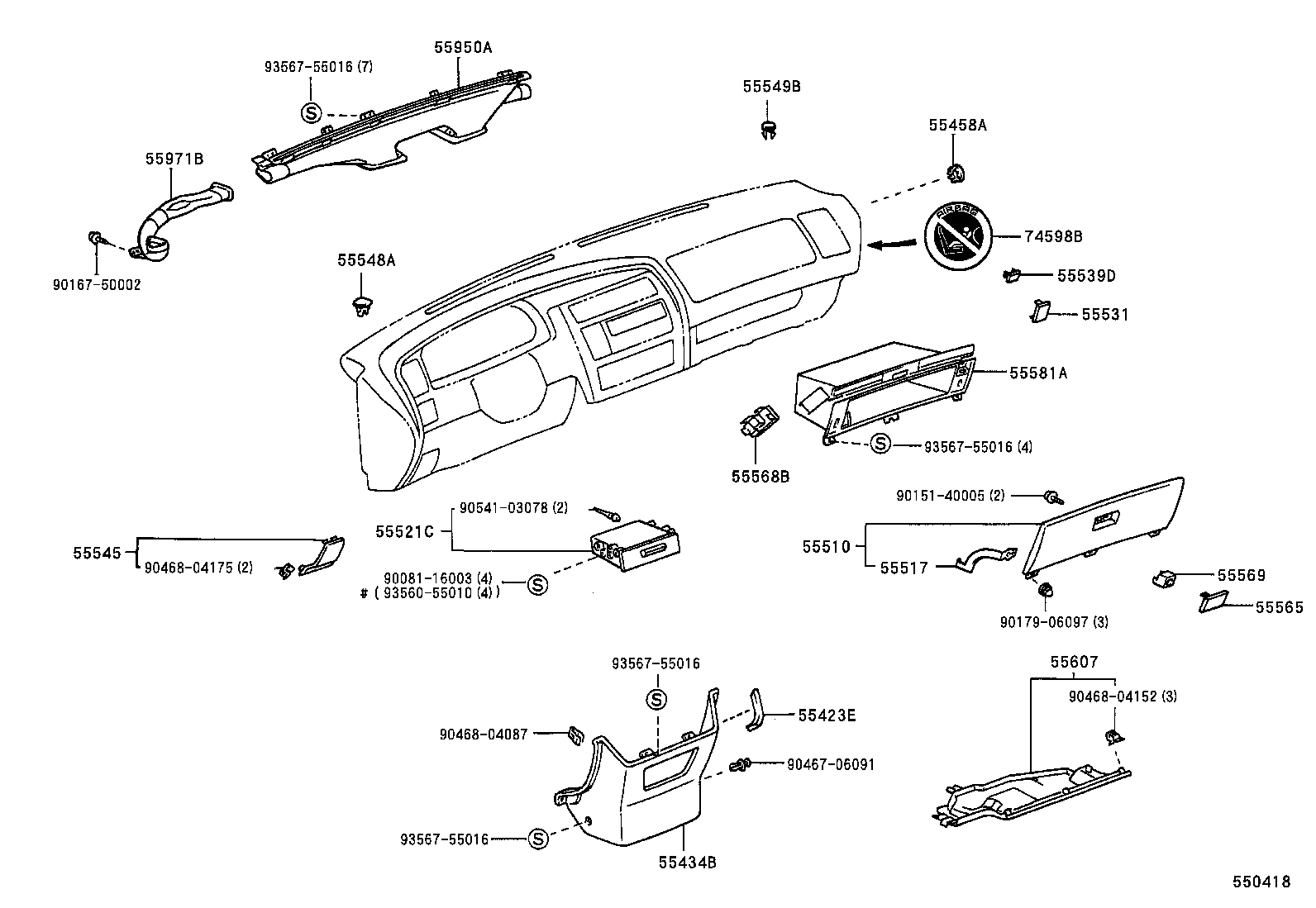  AVALON |  INSTRUMENT PANEL GLOVE COMPARTMENT