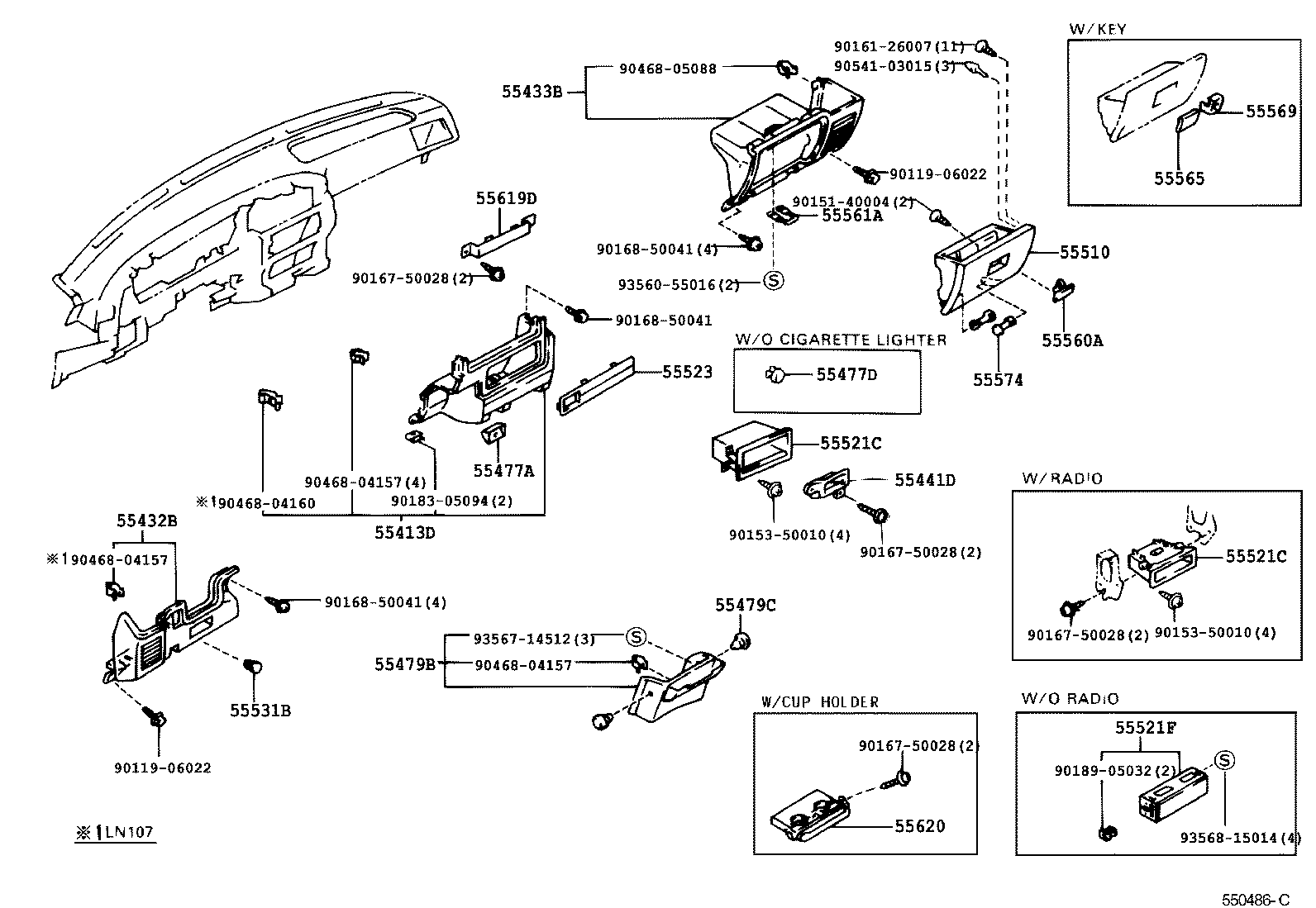  HILUX 4RUNNER 4WD |  INSTRUMENT PANEL GLOVE COMPARTMENT